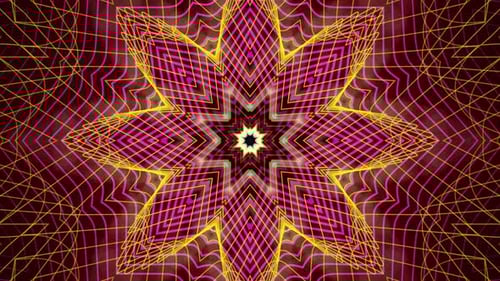 Psychedelic fractal mandala in the shape of a flower , 4k , 60 fps