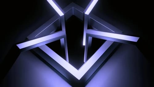 Futuristische Neonlichtinstallation im dunklen Raum