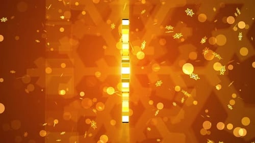 Golden Snow 3d shape Rotating in nice colorful and stylish background with falling bokeh and stars