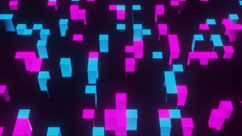 Cyan And Pink Hypnotic Abstract Squares Background Vj Loop In HD