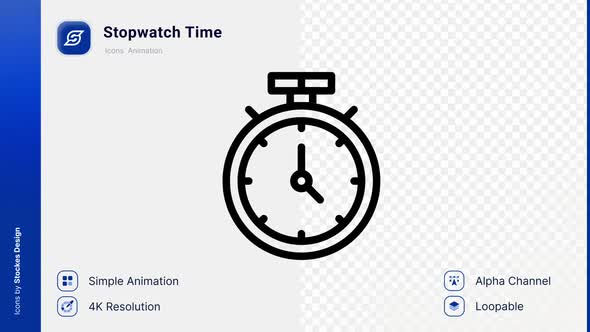 Icono de animación Stopwatch Time, Motion Graphics Incluyendo: alarma ...