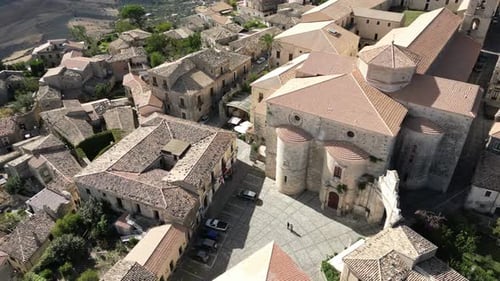 Aerial video of Italian Medieval village of Gerace, Calabria