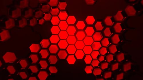 Red Cyber Abstraction With Hexagons Background Vj Loop In 4K
