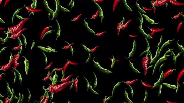 Red And Green Chili Falling Animation Black Background. Falling Chili ...