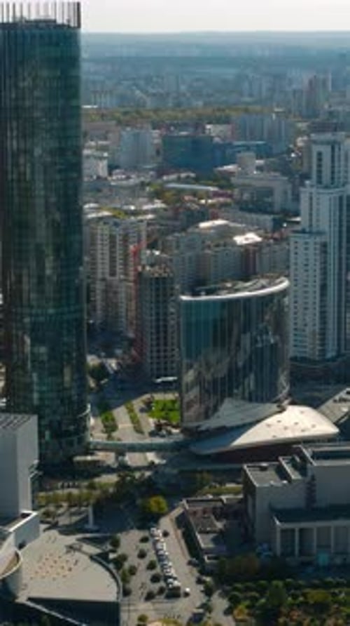 Top View of Beautiful Modern City with River on Sunny Day Stock Footage Beautiful Panorama of City