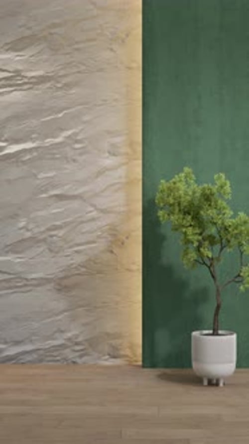 Decorative wall in an empty room. Background. 3d render