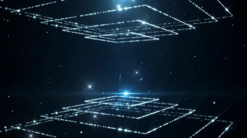 4K Blue Square Particle Background