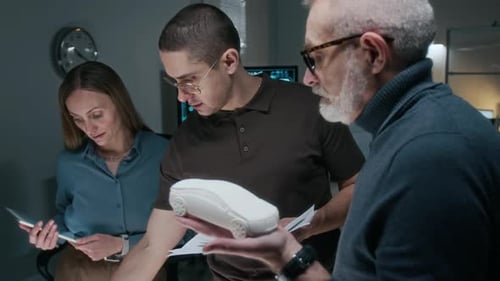 Car Engineers Brainstorming while Working on New Model in Studio