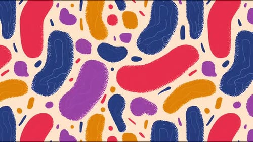 Colorful retro abstract blob loop with organic cartoon shapes and playful funky texture pattern