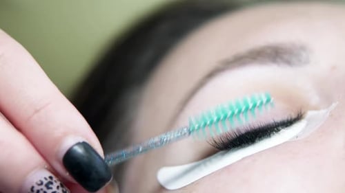 Beauty Professional Brushing Woman's False Eyelashes