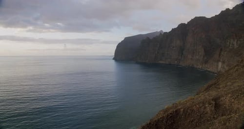 Cliffs of the Giants at sunset, Tenerife, Canary islands, Spain with Atlantic Ocean. Acantilados de