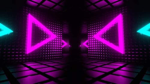 Neontunnel in Rosa und Cyan mit Weltraumkonstruktionshintergrund VJ Loop in 4K
