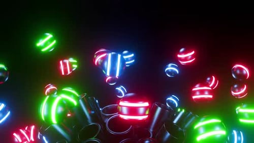 Dynamic Abstract Neon Spheres and Cylinders Animation