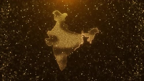Golden Particle Map of India Reveal Animation