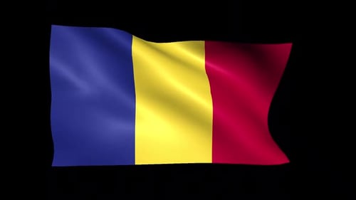 Waving Romanian Flag Loop with Realistic Fabric Motion