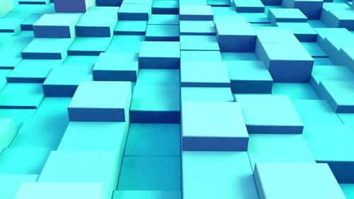 Abstrakter 3D-Würfel mit geometrischem Hintergrund Aqua