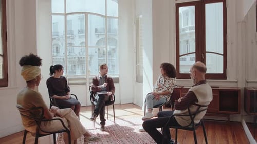 Therapy Session with Diverse Group of Adults