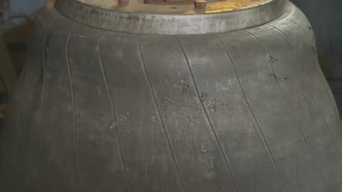 Equipment Inflates Rubber Material Forming Tire Closeup