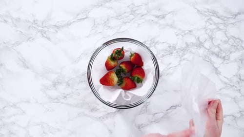 Fresh Strawberries Preserved in Plastic Wrap
