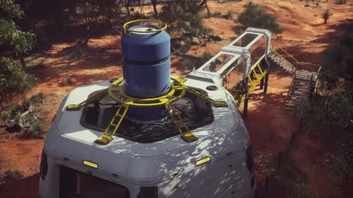 Futuristic Modular Base in Arid Landscape Sci-Fi Animation