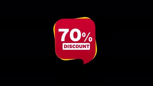 Flat Design 70 Percent Discount Tag Animation
