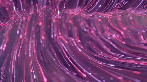 Pink magic light trails. Abstract dreamlike background. 3D render seamless loop animation
