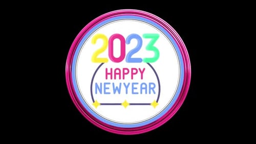 Happy New Year Icon Loop 3d