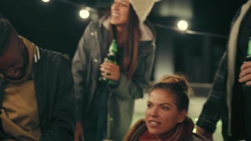 Friends Enjoying Night Out at Urban Party