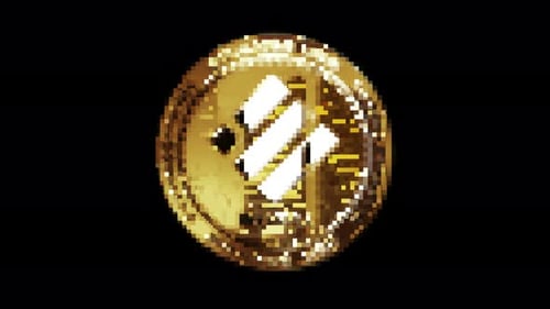 Binance BUSD, cryptomonnaie, cryptomonnaie, boucle dorée sur Pixel, style rétro