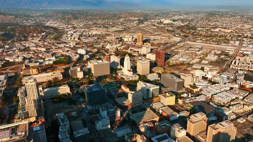 Sunlit panorama of a diverse Los Angeles, California, United States.
