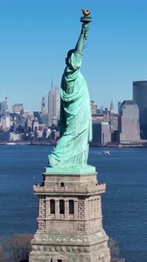 Liberty Statue At Manhattan In New York United States.