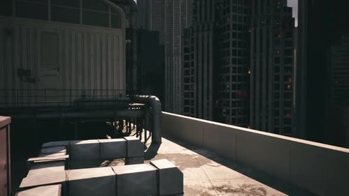 Vista desde la azotea del paisaje urbano que destaca la arquitectura y las estructuras