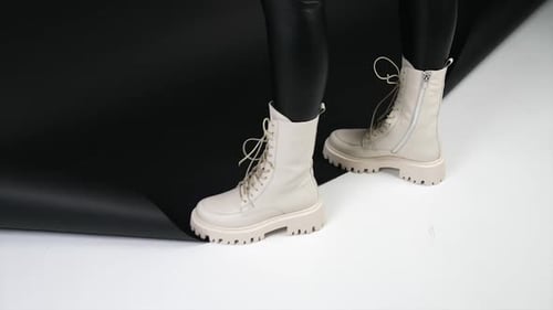 Chunky Tread Cream Colored Fashion Boots