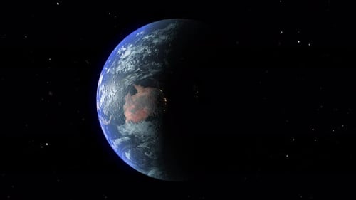 Realistic Rotating Planet Earth from Space