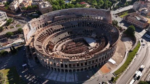 Drone View of the Colosseum in Rome Italy