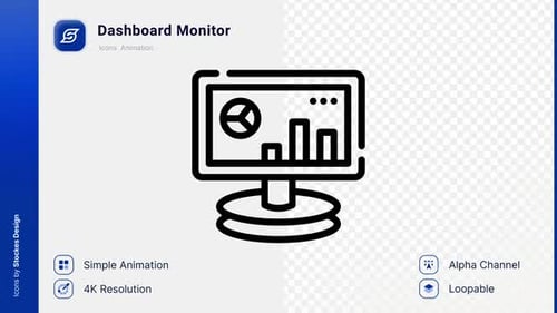 Animated Line Art Dashboard Monitor Icon