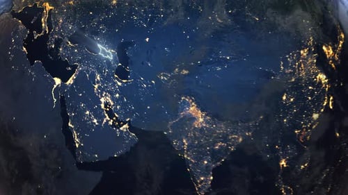 Realistic Earth Orbit and Zoom Glowing Borders Georgia