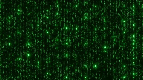 Green Binary Code Matrix Futuristic Data Rain Animated Background