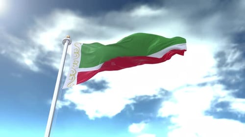 Beautiful Flag Waving Against Cloudy Sky Loop