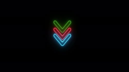 Animated Neon Style Down Arrow Indicators