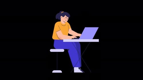 Flat Design Woman Using Laptop