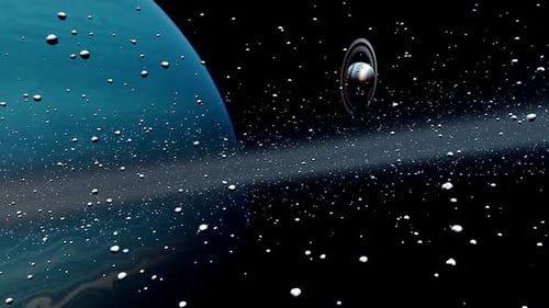 Animated View of a Planet System with Asteroid Field
