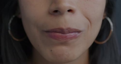 Extreme Close Up of Woman's Lips and Lower Face