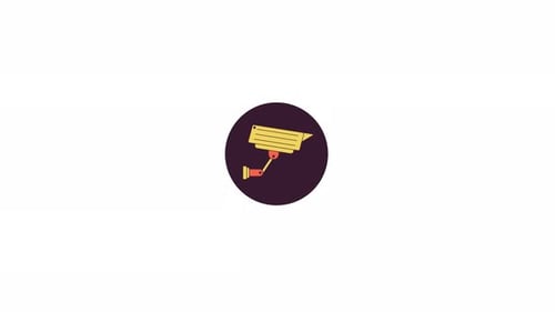 Animated Flat Design CCTV Camera Icon for Security