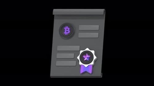 bitcoin certificate 3D Animation, Alpha Channel, Transparent Background