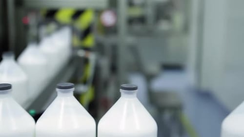 Mise en bouteille précise d'un vaccin pour le bétail dans une usine pharmaceutique - 4K