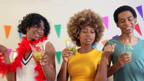 Friends Celebrate Birthday Dancing and Cheering Together