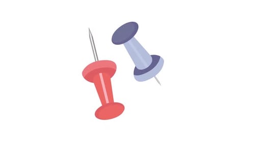 Flat Design Animated Pushpins for Office and Presentation Graphics