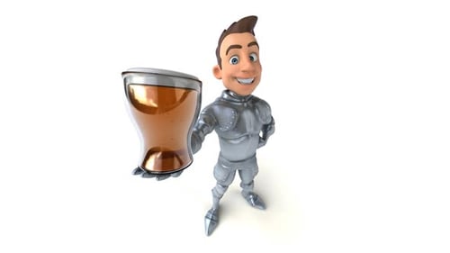 Fun 3D cartoon knight with alpha channel