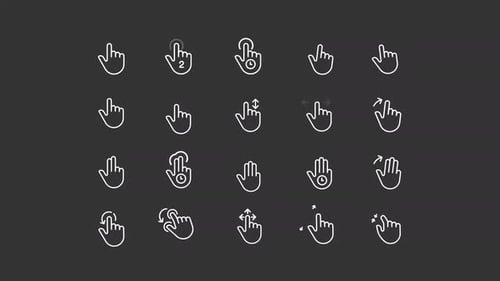 Animated Touch White Linear Icon Set